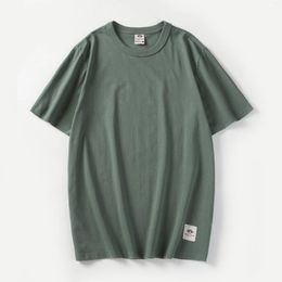 Men's T Shirts Men T-shirt Solid Colour Short Sleeve Shirt Drop Shoulder Casual Tops Cotton Fashion Slim Basic Fabric Package
