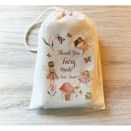 Gift Wrap 20PCS Fairy Birthday Gift Party Favour Bag.Drawstring Birthday Baby Shower Personalised custom Cotton Favour Bags 231102