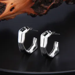 Hoop Earrings MeiBaPJ Real S925 Sterling Silver Retro Wrinkle Texture Fine Fashion Party Jewellery