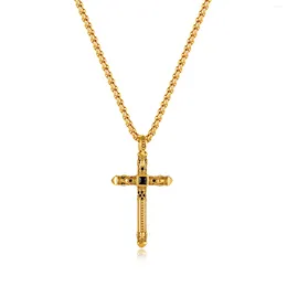 Pendant Necklaces Vintage Skull Cross Stainless Steel Men Necklace Punk Religious Jewellery