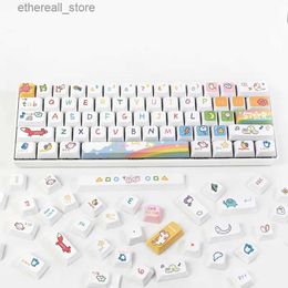 Keyboards Personalised Animal Party Printing White Mechanical Key Cap Pbt Xda Keycaps for 61/87/98/104/108 Cross Satellite Shaft Keyboard Q231121