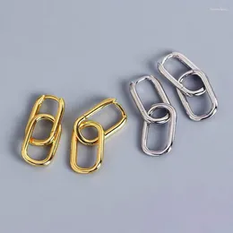 Stud Earrings Fashion Simple Korean Personality Geometric Oval Design Cold Metal Two Kinds Of Fringed Women Jewellery