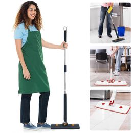 Hand Push Sweepers Microfiber Floor Mop 52 Inch Dust Flat with Long Hle 3 Reusable Cloth 360° Rotatable Wet Dry Cleaning 230421