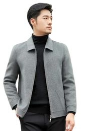 Men's Wool Blends 2023 Autumn and Winter HighEnd Coat 100 Pure Polo Collar Zipper Overcoat Casual Business Outerwear 231120