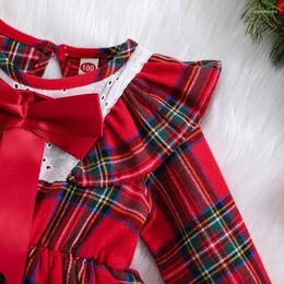 Girl Dresses Toddler Christmas Dress Red Plaid Print Long Sleeve Round Neck A-Line Cake Born Outfit