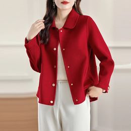 Women's Wool Blends Autumn and Winter Doll Collar Doubleided Cashmere Coat Woolen Kort punkt 231120