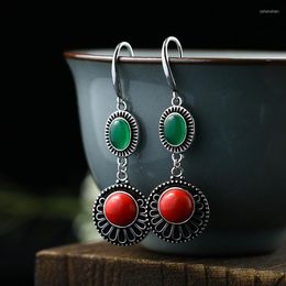 Stud Earrings Fashion Recommends Chinese Classical Cheongsam Hanfu Earring For Women Electroplating Silver Color Craft Imitation Jade