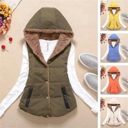 Women's Vests Jacket Plus Velvet Thickening Coat Autumn Winter Coral Fleece Short Vest Women Hooded