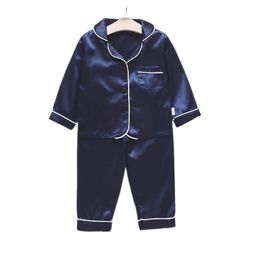 Pyjamas Spring and Autumn Childrens Set Long Sleep Solid Colour Household 2piece Baby Clothing 231121