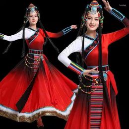 Stage Wear Chinese Tibet Dance Costumes For Women National Performance Traditional Clothing Red