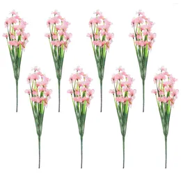 Decorative Flowers 8pcs Artificial Violet Fake Faux Stems Flower Arrangement For Indoor Outdoor