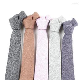 Bow Ties VEEKTIE Brand Korean Style Neckties For Men 6cm Formal Business Slim Cashmere Wool Herring Bone Solid Colour Brown Red Grey Suits