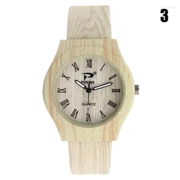 Wristwatches Men Women Quartz Watch PU Leather Wood Pattern Wristwatch Student Sport Casual Numbers