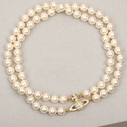Designer Pendant Necklaces Letter Vivian Chokers Luxury Women Fashion Jewellery Metal Pearl Necklace cjeweler Westwood fdgfrt5151