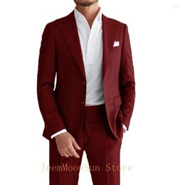 Men's Suits 2023 Latest Men Blazer Pants Designs Slim Fit Notched Lapel Two Buttons 2 Pieces Male Tuxedos For Wedding Costume Homme