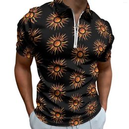 Men's Polos Sun Rays Casual Polo Shirt Vintage Print T-Shirts Man Short-Sleeved Design Day Oversized Clothes Gift Idea