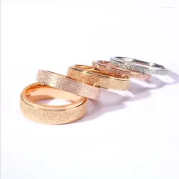 Cluster Rings 2/4/6mm Stainless Steel Frosting For Women Gold Color Simple Style Western Jewelry Finger Accessories Friend Gifts KBR136