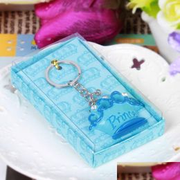 Party Favour Pink Princess Blue Prince Crown Design Key Chains Bridal Baby Shower Gifts Keychains Christmas Gift Za1166 Drop Dhd7X