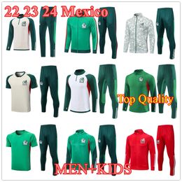 2023 Mexico Tracksuits Soccer Jerseys training suit RAUL CHICHARITO LOZANO DOS SANTOS football sportswear men and kids kit jacket half zip survetement Top quality