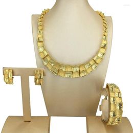 Necklace Earrings Set Yuminglai 2023 Unique Jewellery Dubai Gold Plated Costume For Women FHK14959