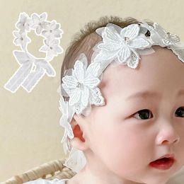 Hair Accessories Baby Girls Floral Headbands Colourful Elastic Flower Wreath Kids Infant Princess Lace Headband Po Props
