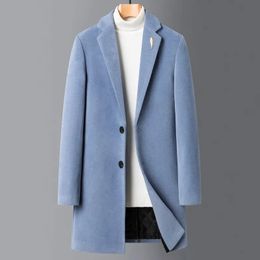 Mens Wool Blends Winter Jacket Long Coat Single Breasted Peacoat Casual Men Overcoat Blend Jackets Brand Clothing 231120