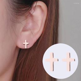 Stud Earrings WANGAIYAO Geometric Stainless Steel Cross Small Fresh And Cute Trend Female