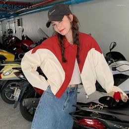 Women's Jackets Chic Panelled Coats Women Baseball Ulzzang Energetic All-match Sports Long Sleeve Zipper Short Mujer Students Preppy