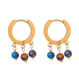 Bohemian vintage agate earrings Ring earrings buckle earrings Titanium steel 18k gold personality temperament earrings wholesale