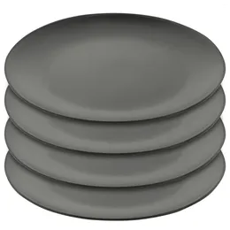 Dinnerware Sets 4 Pcs Black Melamine Plate Dish Picnic Appetizer Plastic Serving Platter Jewelry Round Flat Bottom Party Dinner Kitchen Set