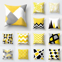 Pillow Case Nordic Geometric Yellow Pillowcase Decor Cushion Sofa DIY Printed Chair Car Christmas Home Decoration