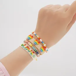 Strand All-matching Internet Celebrity Same Style Girls' Rainbow Natural Pearl Bracelet Beads Niche Jewellery