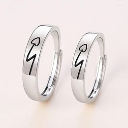 Cluster Rings Love At First Sight Couple Ring Lover Gift Fashion Simple Retro Heart-shaped Opening