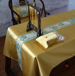 Table Cloth Gold European Blue Embroidery Wedding Room Sofa Home El Bedding Villa Decoration Cushion Dresser Runner Cover