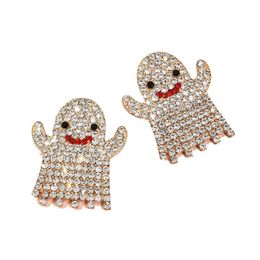 Charm European And American Crossborder Personality Exaggerated Cartoon Alloy Diamond Ghost Ear Pin Halloween Funny Cute All Dhgarden Dhhew