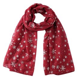 Scarves Christmas Snow Pattern Scarf Shawls Snowflake Dot Print Silver Foil Warm Wrap Scarves Hijab 7 Color 231121