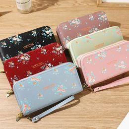 Wallets Floral Women With Double Zippers Long Coin Purses And Handbags Phone Cards Holder Ladies Billfold Clutch Bags