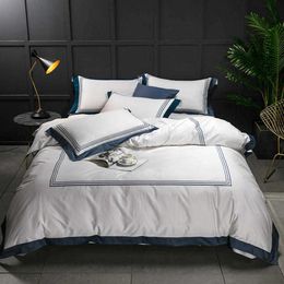 Bedding sets Luxury White 100%Cotton Bedding set Hotel Bed sheet Fitted sheet Queen King size Bed set Duvet coverropa de cama linge de lit 201104