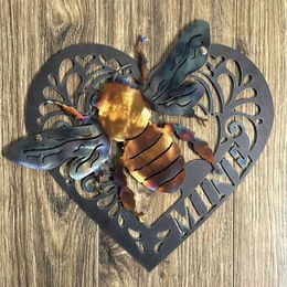 Garden Decorations Colourful Colour Bee Guardians Wall Courtyard Ornament Art Keeper Of The Bees Creative Metal Garden Statue Home Living Room Decor 231120