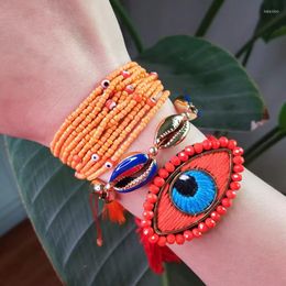 Charm Bracelets Turkish Eye Bracelet Embroidered Fashion Crystal Shell Miyuki Evil Women Gift Chain Party Adjustable