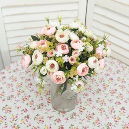 Decorative Flowers Mini Bud Artificial Flower Rose Wedding Decoration Bundle Household Products Desktop Layout DIY False