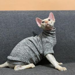 Cat Costumes Elegant Warm Sphynx Sweater Thickened Cotton Devon Rex Four-legged Belly Cover Pet Apparel Clothes For Kitten