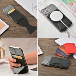 Premium Leather Phone Wallet Stick On for Cell Phone Mounts & Holders Strong Adhesive Cell Phone Pocket Credit Card Holder for Back of Phone