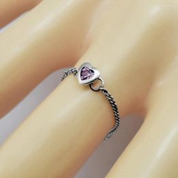 Cluster Rings Spirited Heart With Pink CZ Authentic 925 Sterling-Silver-Jewelry