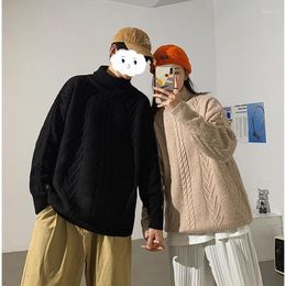 Men's Sweaters Oversized For Women Men Knitted Pullovers Tops Solid Colors Korean Trendy Jersey Winter High Neck Unisex Baggy Jumper