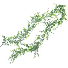 Decorative Flowers Artificial Eucalyptus Garland Wall Faux Party Indoor Outdoor Table Greenery Hanging Rattan Leaves 1.8m Home Wedding Decor
