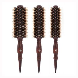 Hair Brushes 3pcs/set Hair Straighten Curling Boar Bristle Comb Solid Wood Rat Tail Round Barrel Heat Resistant Hairbrush Styling Tools 1604 231121