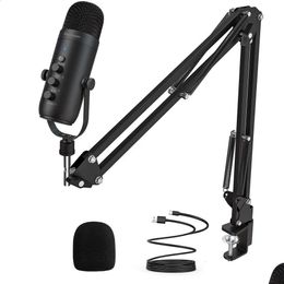 Microphones Microphones Professional Usb Streaming Podcast Pc Microphone Studio Cardioid Condenser Mic Kit With Boom Arm For Recording Otplu