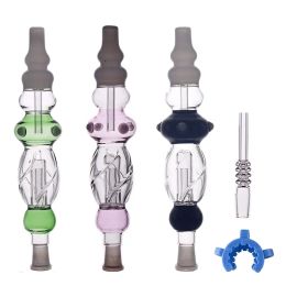 Colourful Smoking Oil Burner Pipes Pyrex Glass Straw Dab Collect Pipe kit with stainless steel tip and plastic clip LL