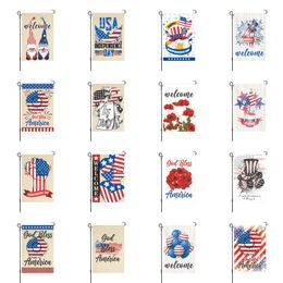 4th of july Garden Flags Independence Day Welcome Small Yard Flag for Outside Decor Burlap Garden Banner Double Sided